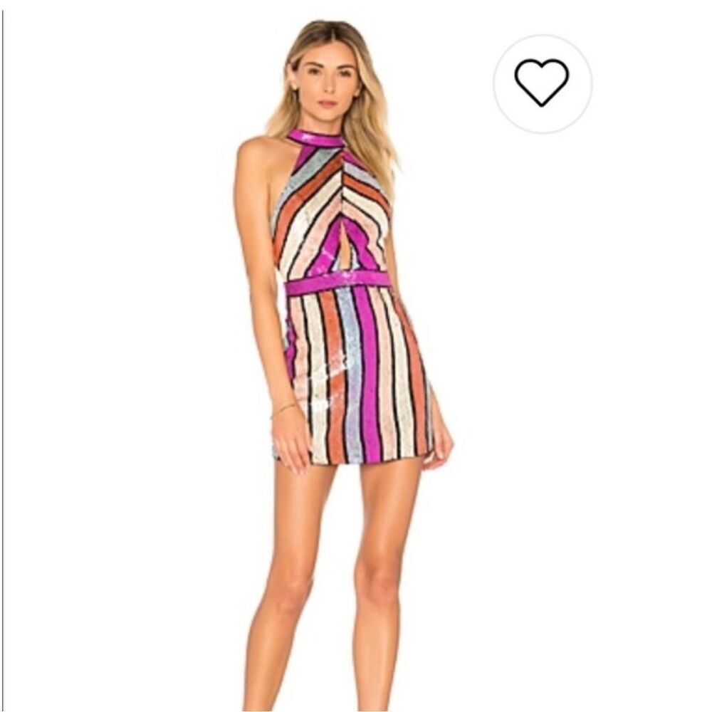 X BY NBD Gianna Mini Halter Dress in Pastel Clouds XS Sequins Party Cocktail